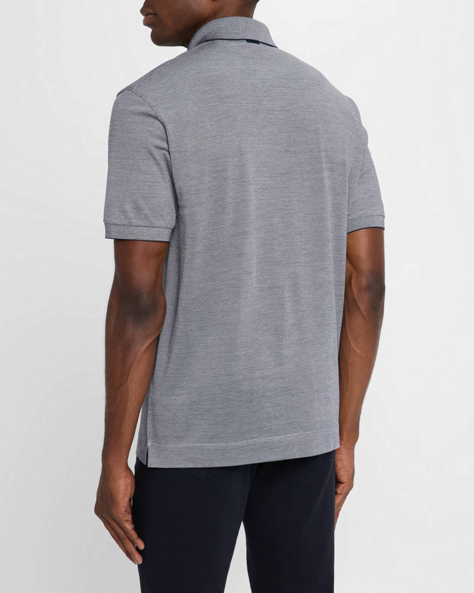 Men's Melange Cotton and Silk Polo Shirt Product Image