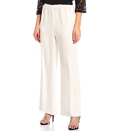 Caroline Rose Matte Crepe Flat Front Elastic Waist Wide Leg Coordinating Pants Product Image