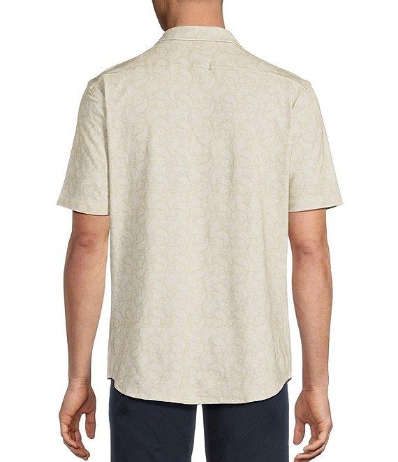 Cremieux Blue Label Jersey Knit Paisley Print Short Sleeve Button Front Shirt Product Image