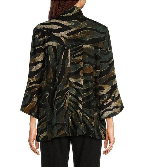 Ali Miles Print Stretch Collared 3/4 Sleeve Jacket Product Image