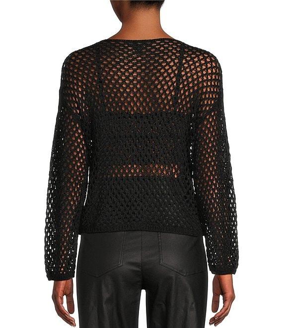 Say What Open Weave Boat Neck Dolman Long Sleeve Top Product Image