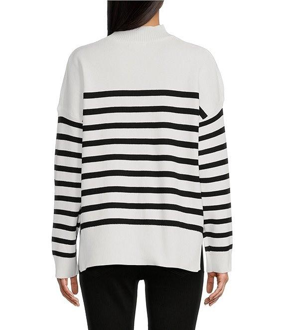 Moa Moa Long Sleeve Mock Neck Stripe Tunic Sweater Product Image