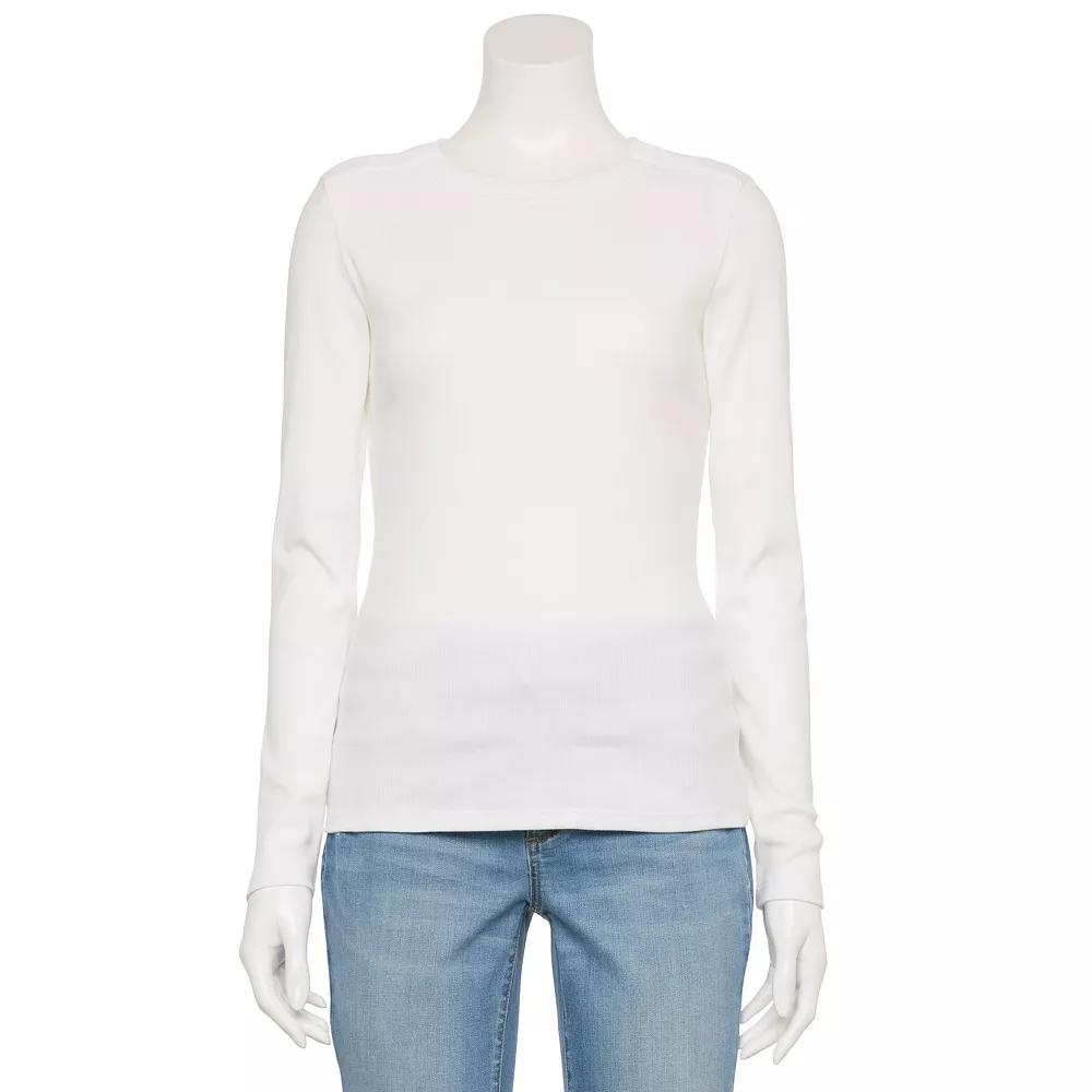 Women's Sonoma Goods For Life® Adaptive Rib Long Sleeve Crew Tee,  Product Image