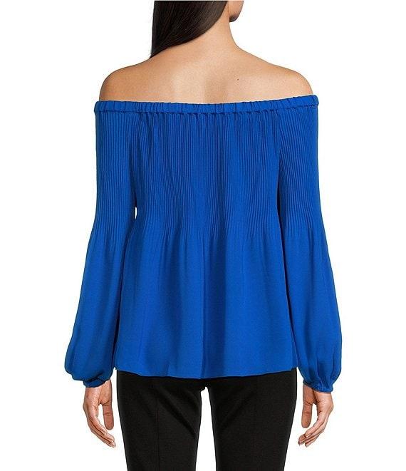 MICHAEL Michael Kors Crepe Pleated Off-the-Shoulder Blouse Product Image