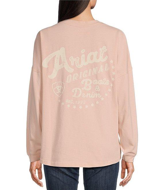 Ariat Jersey Knit Canvas Oversized Crew Neck Long Sleeve T-Shirt Product Image