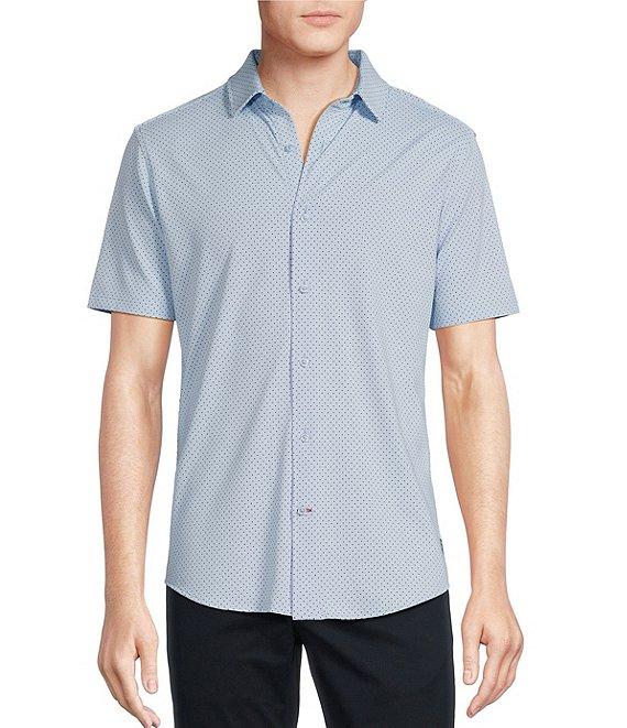 Cremieux Blue Label Dotted Coat Front Knit Short Sleeve Shirt Product Image