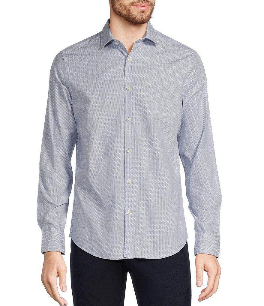 Murano Slim Fit Tick Stripe Long Sleeve Woven Shirt Product Image