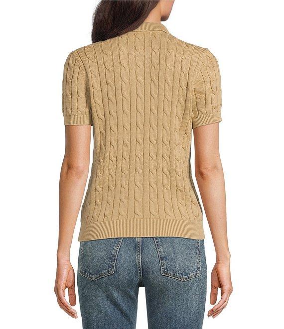 Lauren Ralph Lauren Cable Knit Polo Short Sleeve Top Product Image