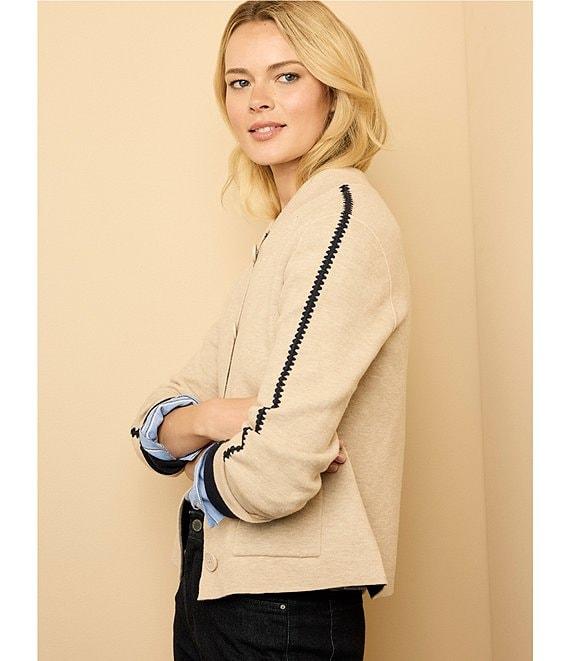NIC + ZOE Dashing Dusk Knit Crew Neck Long Sleeve Bomber Jacket Product Image