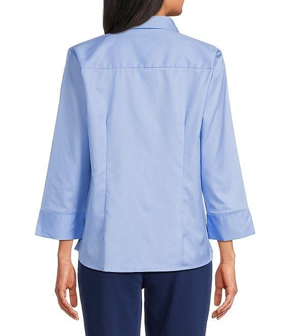 Investments Petite Size Rachel 3/4 Sleeve Point Collar Button Front Shirt Product Image