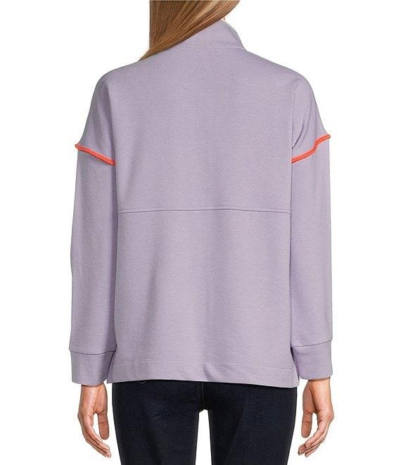 Westbound Long Sleeve Half Button Front Contrast Trim Top Product Image