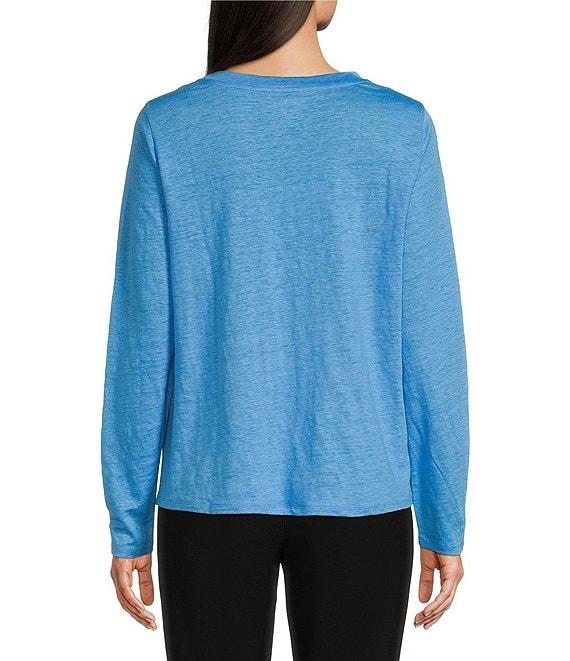 Eileen Fisher Linen Jersey Round Neck Long Sleeve Top Product Image