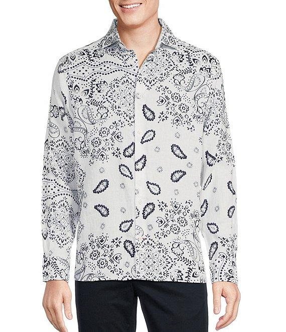 Cremieux Blue Label French Linen Paisley Print Long Sleeve Woven Shirt Product Image