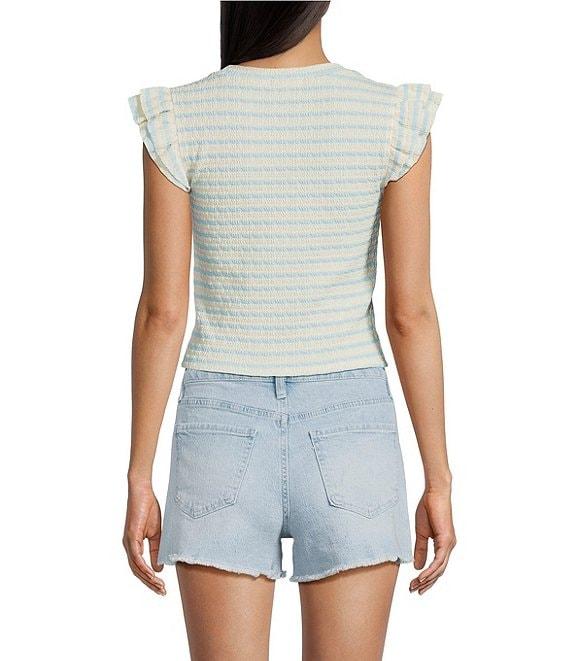 Moa Moa Striped Ruffle Sleeve Top Product Image