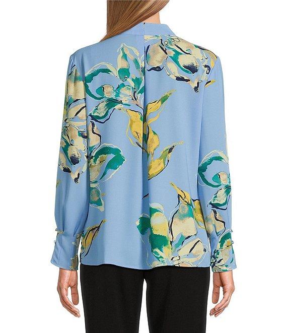 Investments Woven Divine Floral Long Sleeve V-Neck Top Product Image