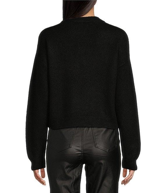 C&V Chelsea & Violet Round Neck Long Sleeve Scattered Rhinestones Sweater Product Image