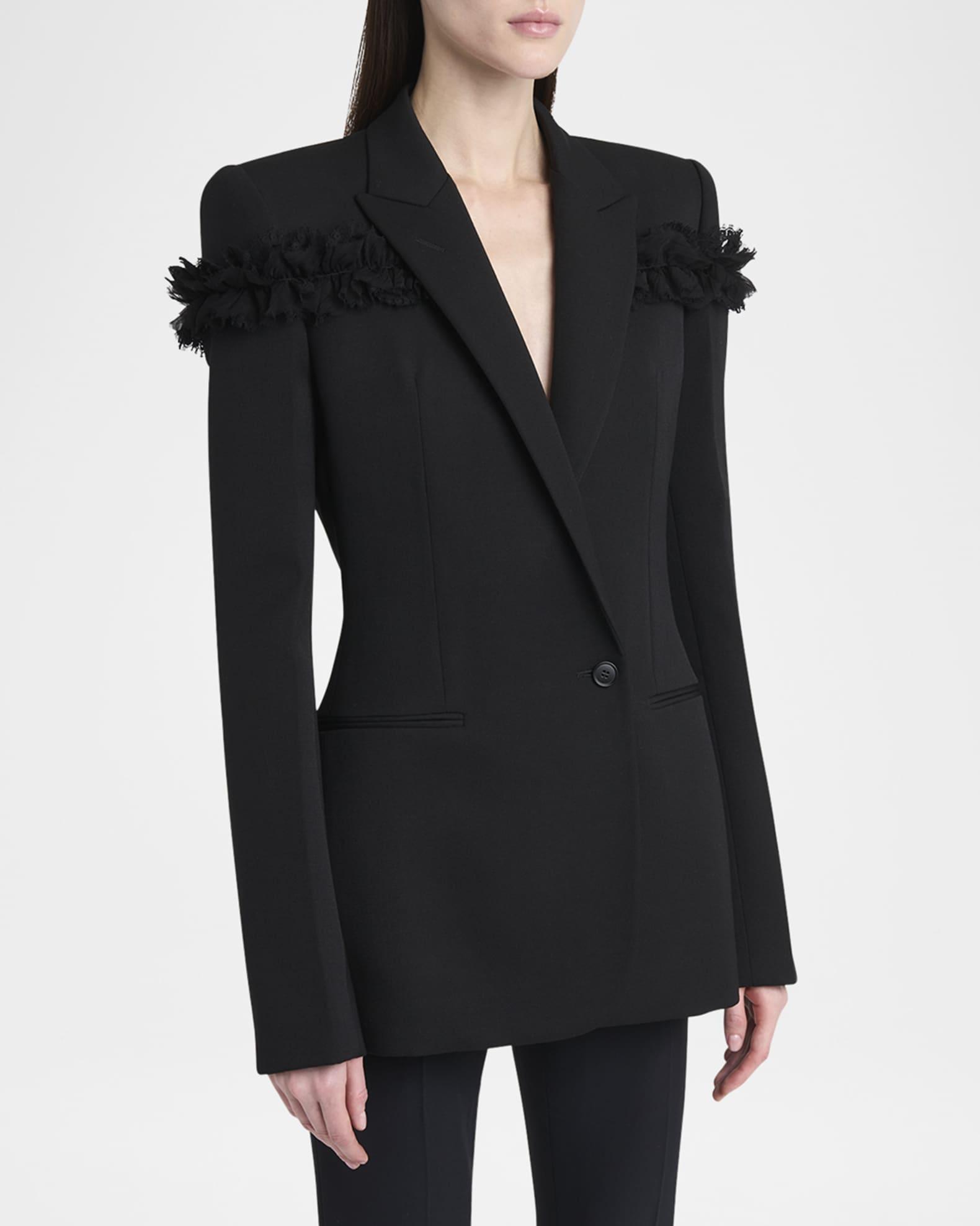 Ruffle Single-Breasted Wrap Blazer Jacket Product Image