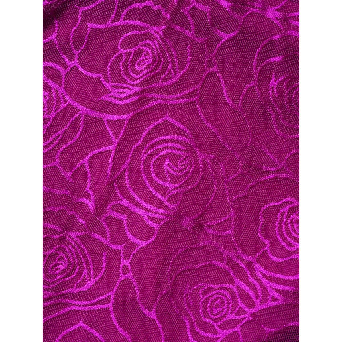 Plus Size Rosy Pattern Surplice Neck Flared Swim Dress Women's Swimwear RedViolet Beach Bodycon Overlap Collar High stretch Curve Swim Dresses BloomChic 14-16/1X Product Image