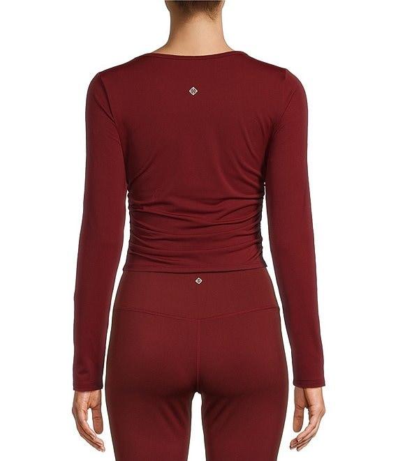 Antonio Melani Active Ruched Crew Neck Long Sleeve Fitted Coordinating Crop Top Product Image