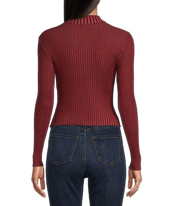 Say What Long Sleeve Mock Neck Peek A Boo Plating Top Product Image