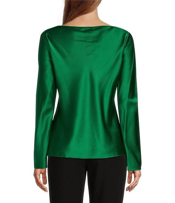 Antonio Melani Avalynn Silk Charmeuse Scoop Neck Long Sleeve Blouse Product Image