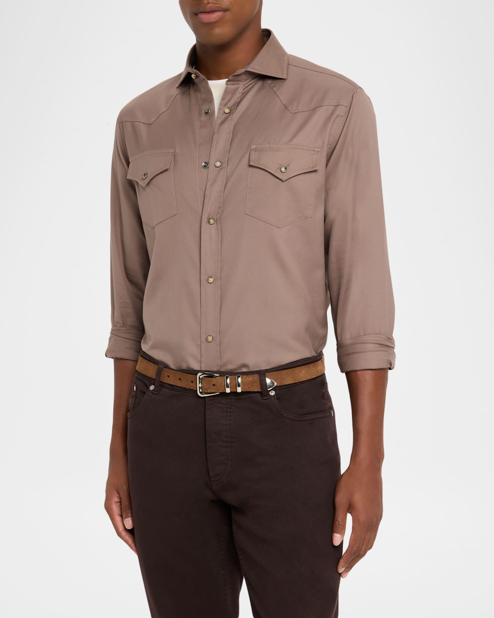 Men's Piece-Dyed Cotton Western Shirt Product Image