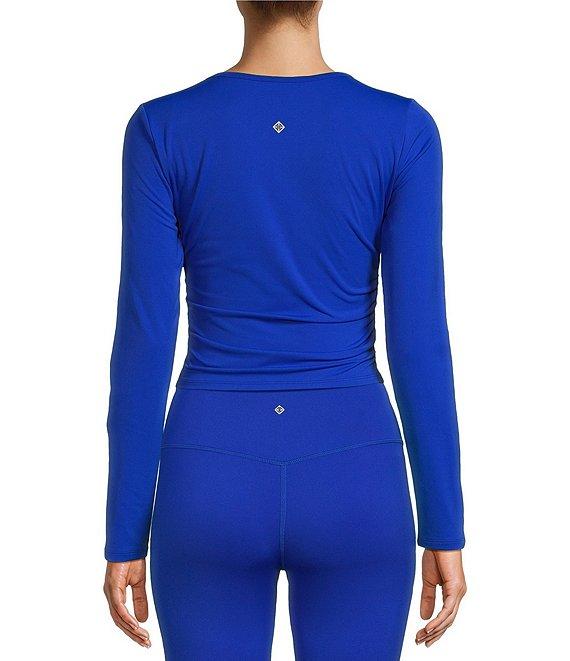 Antonio Melani Active Ruched Crew Neck Long Sleeve Fitted Coordinating Crop Top Product Image