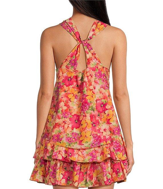 Skies Are Blue Coordinating Floral Print High Waisted Tiered Mini Skirt Product Image