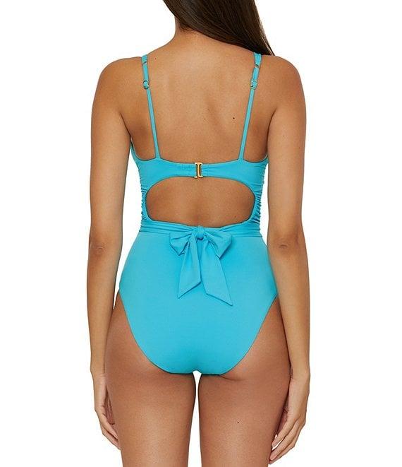 Becca By Rebecca Virtue Garden of Eden Magnolia Plunge Shirred One Piece Swimsuit Product Image