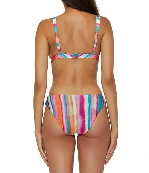 Lucky Brand Porto Covo Water Color Placement Print Tab Side Hipster Swim Bottom Product Image