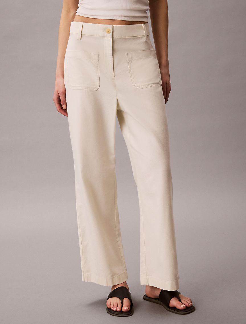 Twill Wide Leg Pants Product Image