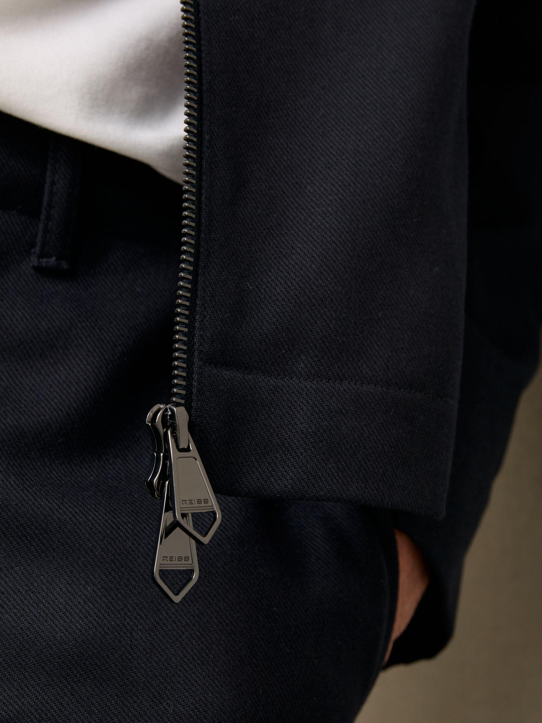 Lyocell-Cotton Zip-Through Twill Jacket in Navy Product Image