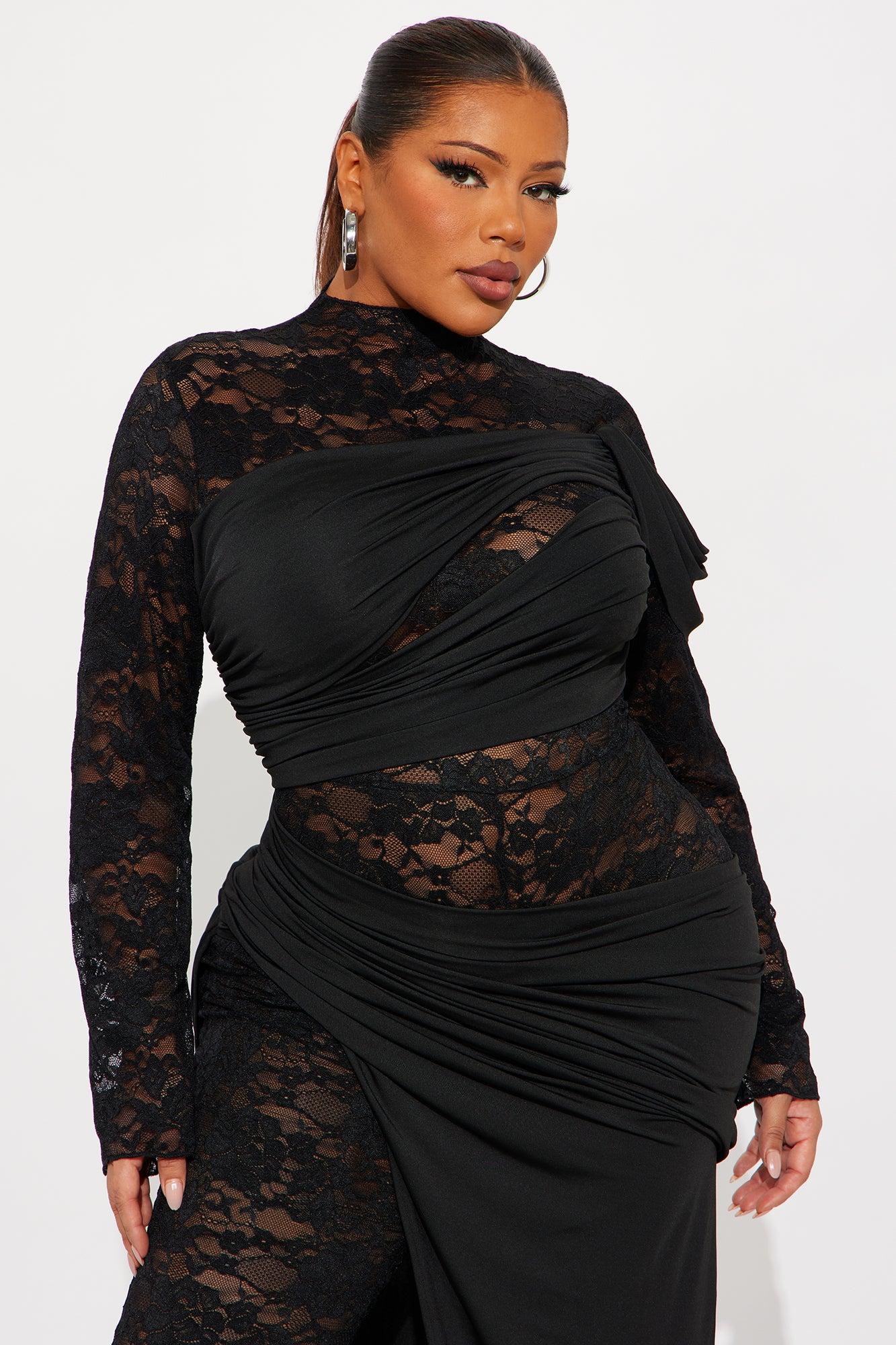 Claudette Lace Long Sleeve Jumpsuit - Black Female Product Image