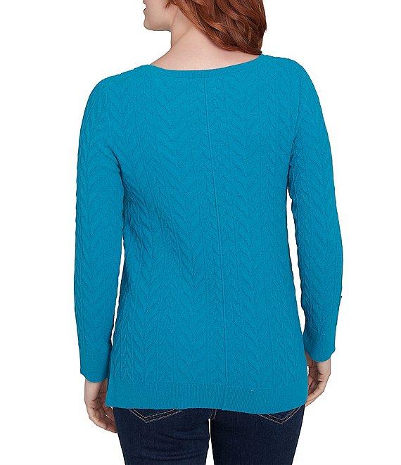 Ruby Rd. Petite Size Chenille Knit Scoop Neck Long Sleeve Sweater Product Image