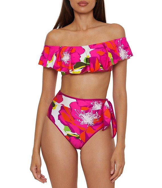 Trina Turk Bloom High Waist Sash Tie Swim Bottom Product Image