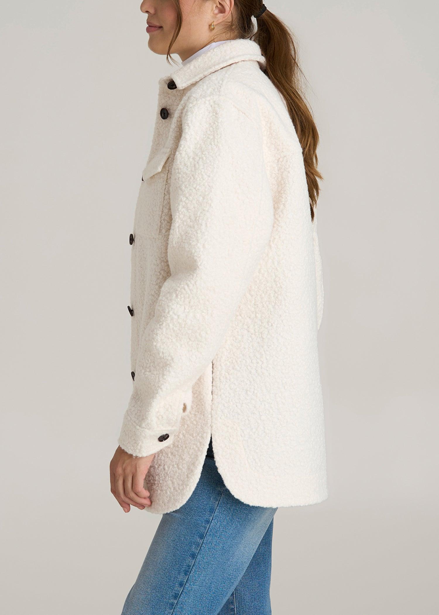 Relaxed Boucle Shacket for Tall Women in Winter White Female Product Image