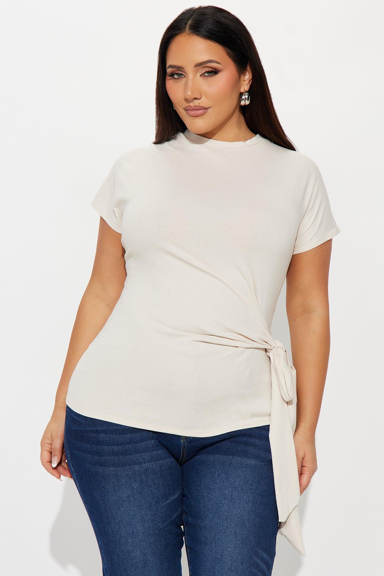 Penny Tie Waist Tshirt - Cream Female Product Image
