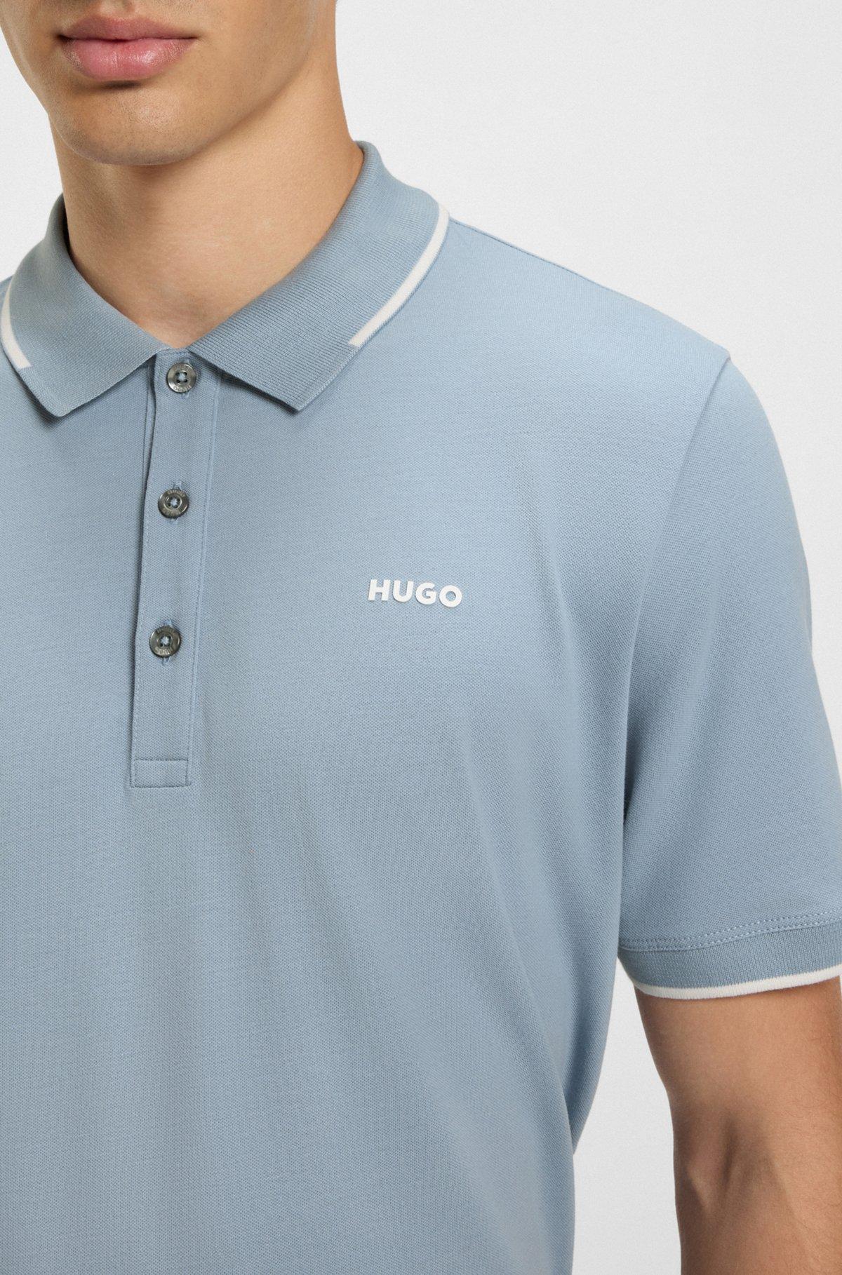 Stretch-cotton slim-fit polo shirt with printed logo Product Image