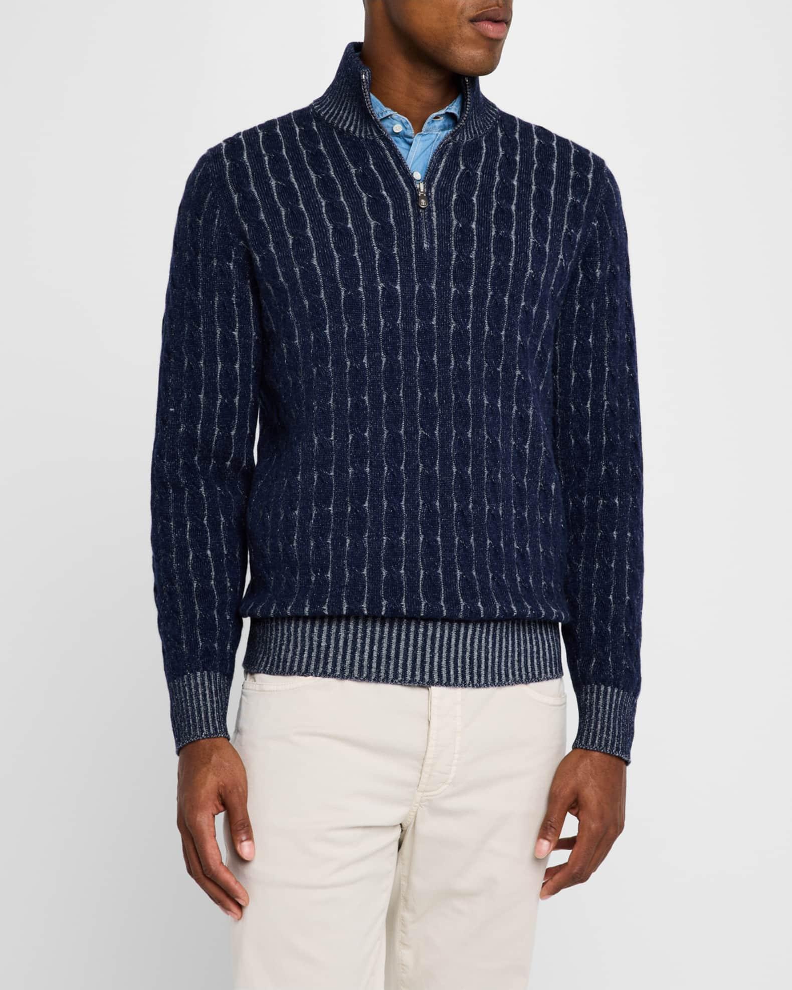Men's Cashmere Cable Half-Zip Sweater Product Image