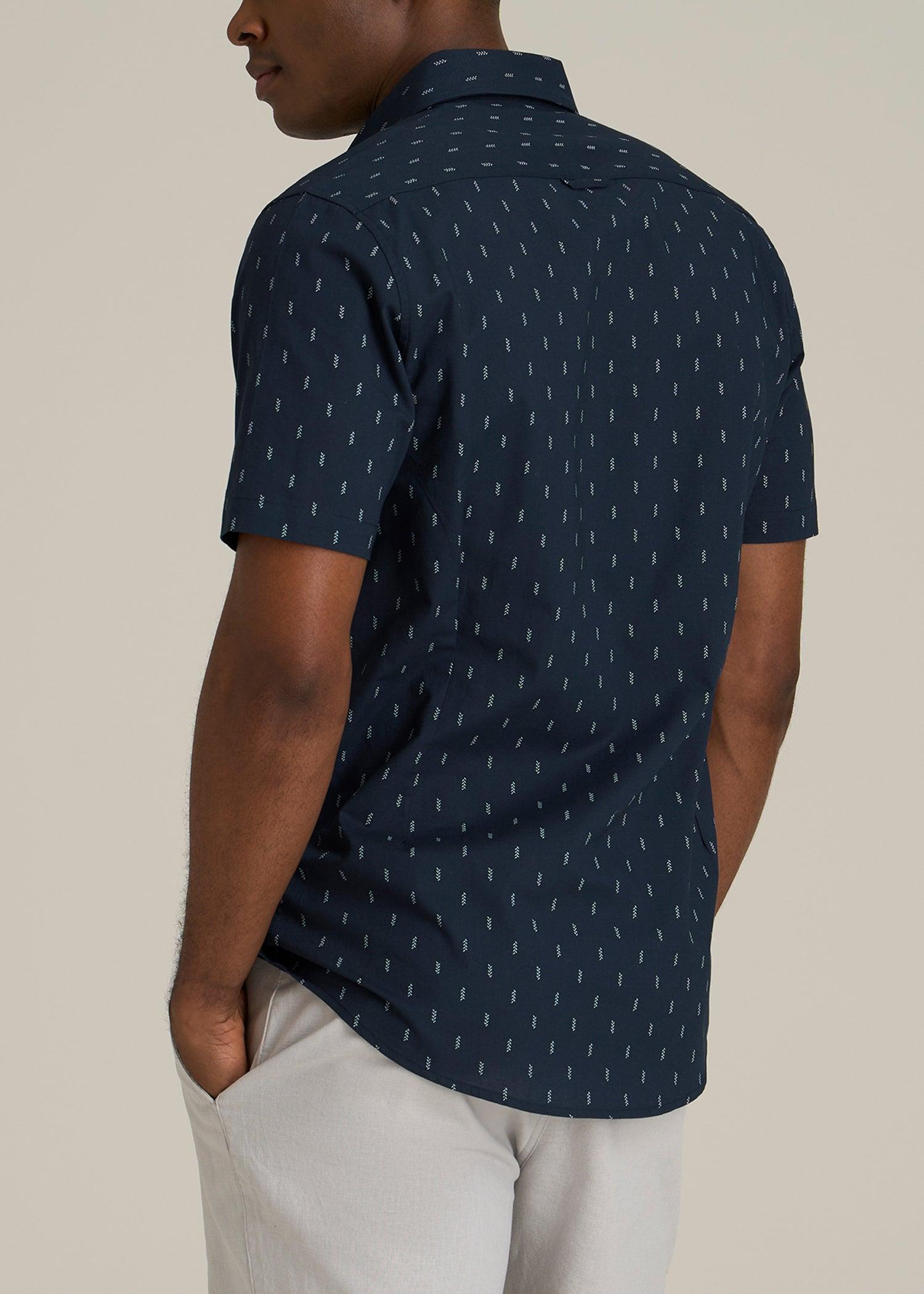 Short Sleeve Shirt for Tall Men in Navy Arrow Print Male Product Image