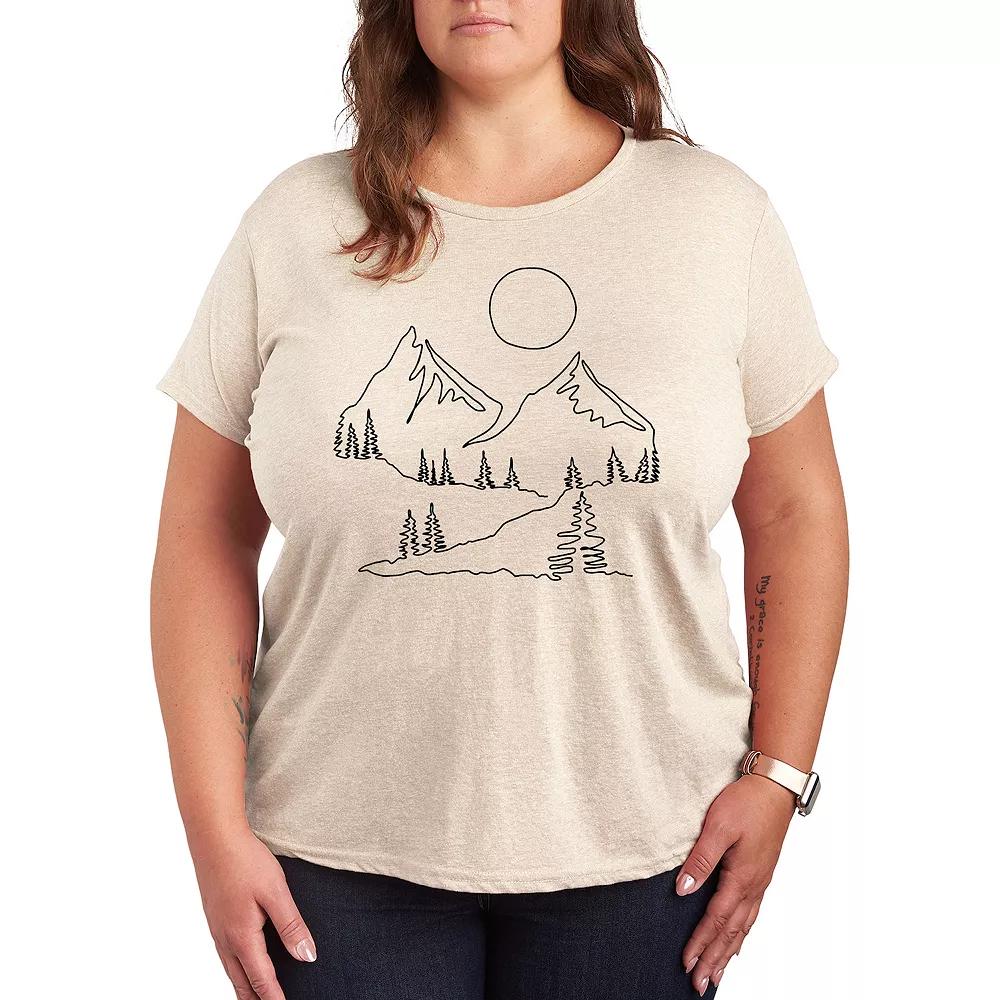 Plus Mountain Line Drawing Graphic Tee, Women's,  Product Image