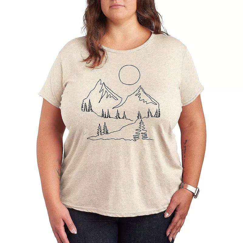 Plus Mountain Line Drawing Graphic Tee, Women's,  Product Image