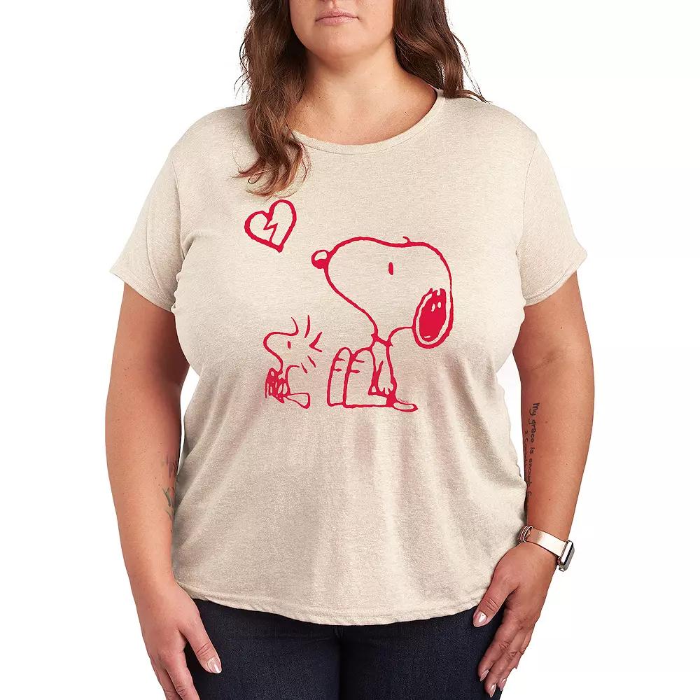 Plus Peanuts Snoopy & Woodstock Broken Heart Graphic Tee, Women's,  Product Image