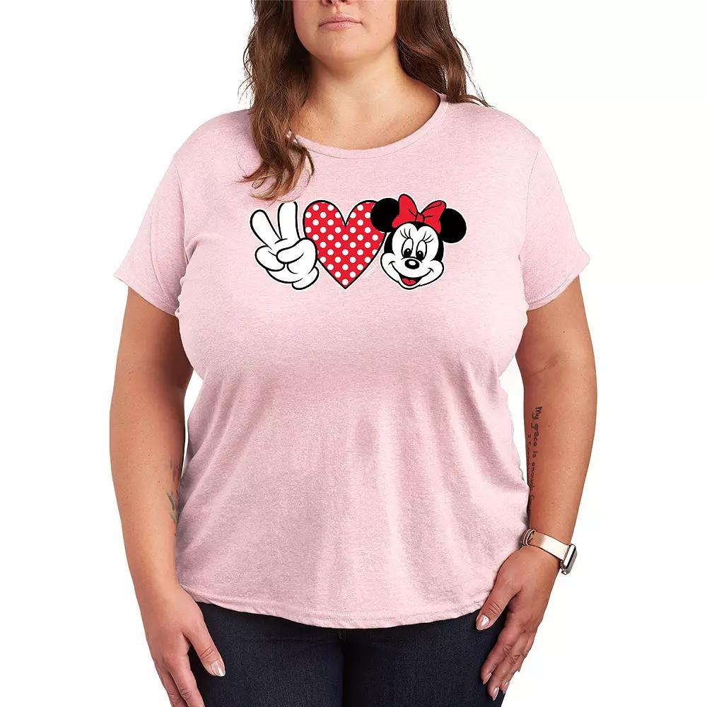 Disney's Minnie Mouse Plus Peace Love Graphic Tee, Women's,  Product Image