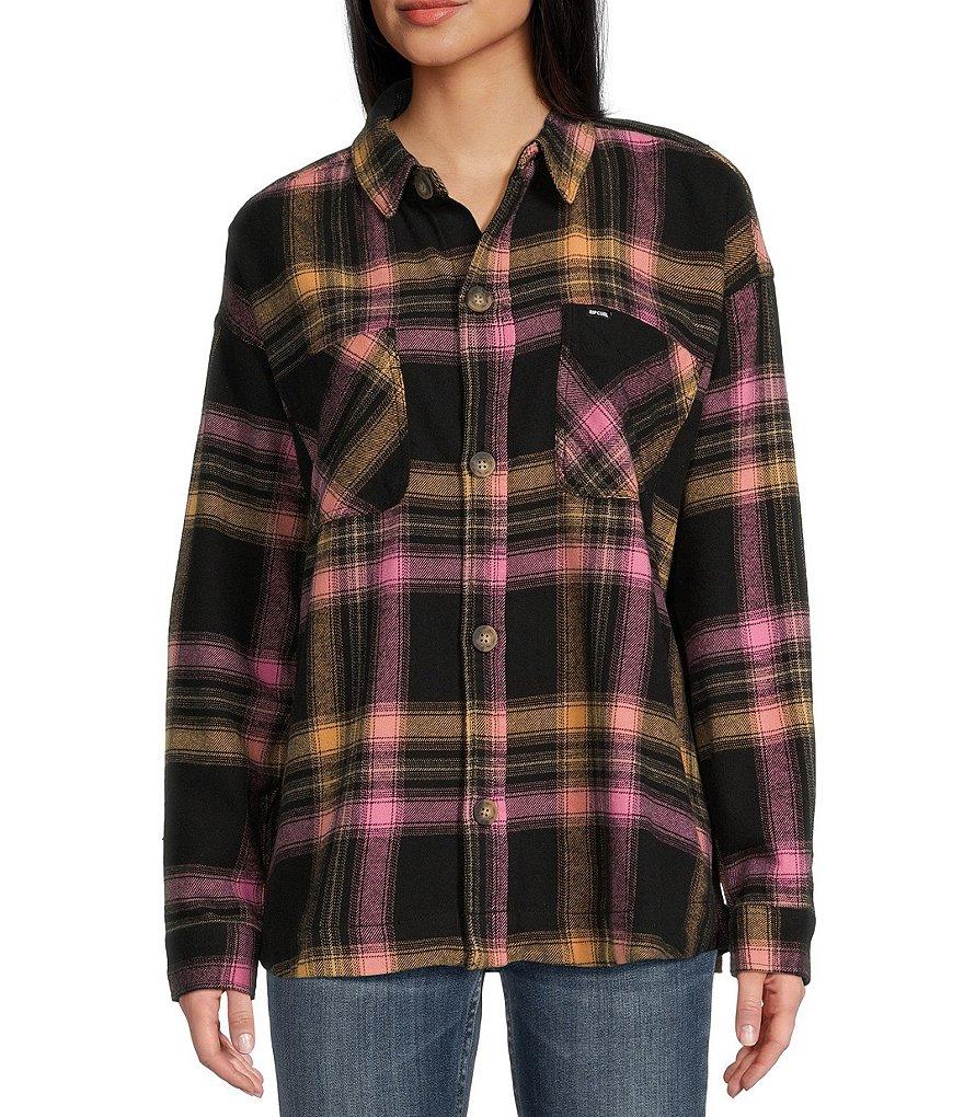 Rip Curl Beach Party Long Sleeve Plaid Brushed Flannel Shirt Product Image
