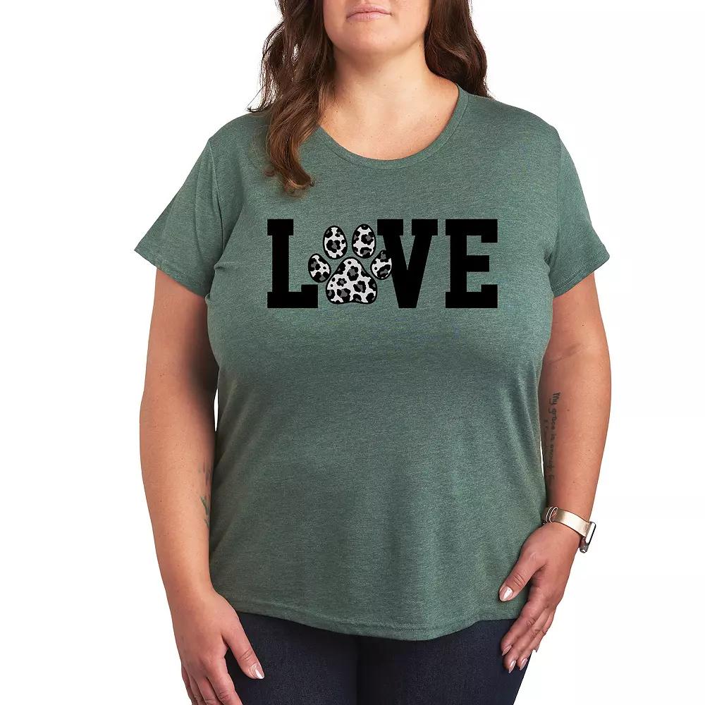 Plus Love Pawprint Snow Leopard Graphic Tee, Women's,  Product Image