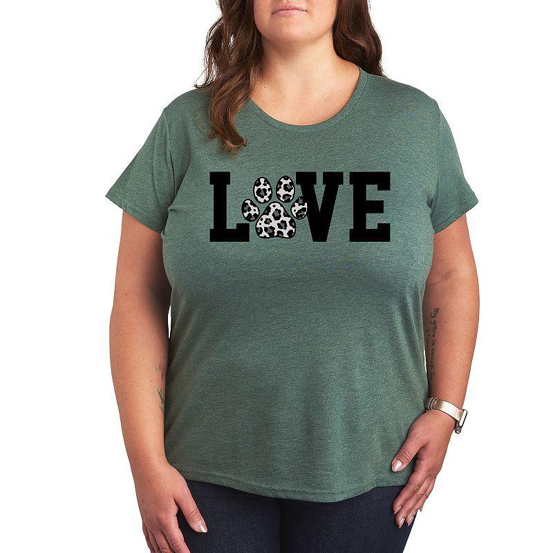 Plus Love Pawprint Snow Leopard Graphic Tee, Women's,  Product Image