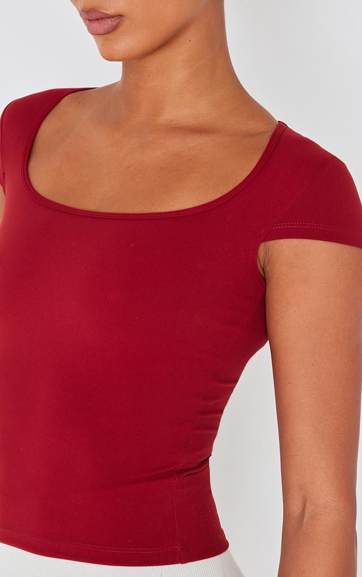 Burgundy Contour Jersey Square Neck Long Top Product Image