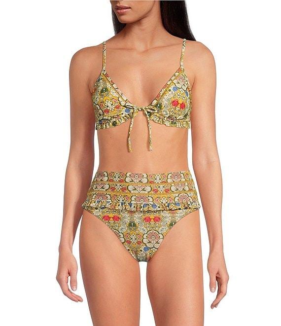 A Loves A Versailles Floral Ruffle High Waisted Swim Bottom Product Image