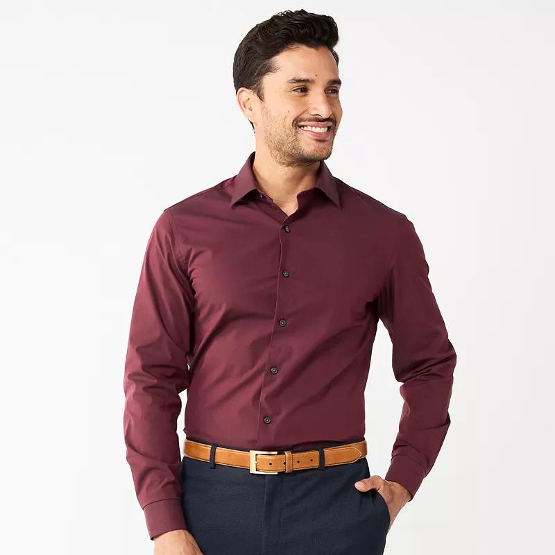 Men's Apt. 9® Premier Flex Solid Slim-Fit Wrinkle Resistant Dress Shirt, Size: Large-34/35, Red Product Image